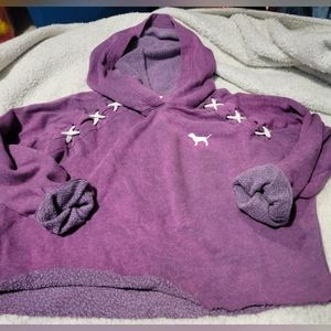 PINK Victoria's Secret Purple lace up pull over hoodie Size L
